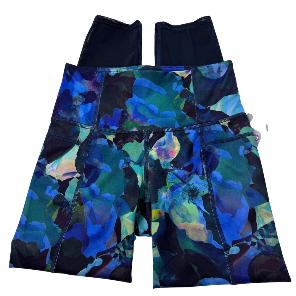 Athleta High Rise Chaturanga Mystique Capri Legging Caspian Blue Floral XXS